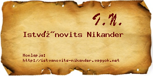 Istvánovits Nikander névjegykártya
